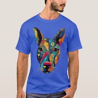 Colourful Bull Terrier Art Dog Face T-Shirt