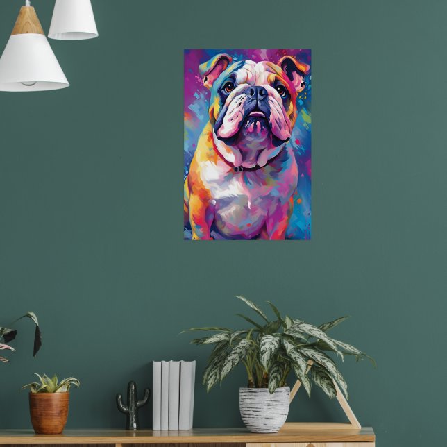 Colourful Bulldog Art Poster (Living Room 1)