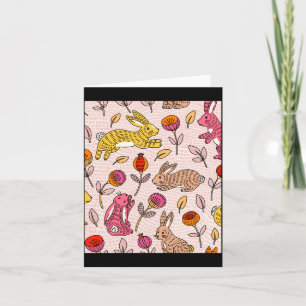 Colourful bunnies cute floral vintage t shirt  card