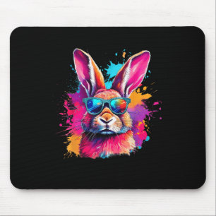 Colourful Bunny Face With Gles Happy Easter Shirts Mouse Mat
