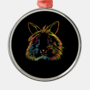 Colourful Bunny Lionhead Rabbit Metal Tree Decoration