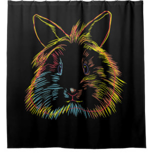Colourful Bunny Lionhead Rabbit Shower Curtain