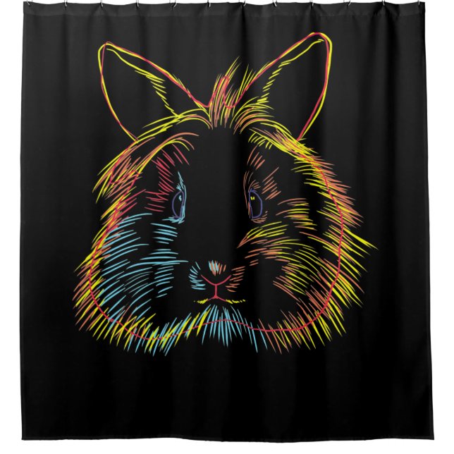 Colourful Bunny Lionhead Rabbit Shower Curtain (Front)
