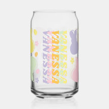 Colourful Bunny Pattern with Retro Name Accent