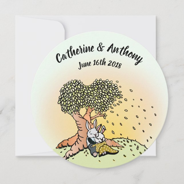 Colourful Bunny Rabbit Wedding Invitations (Front)