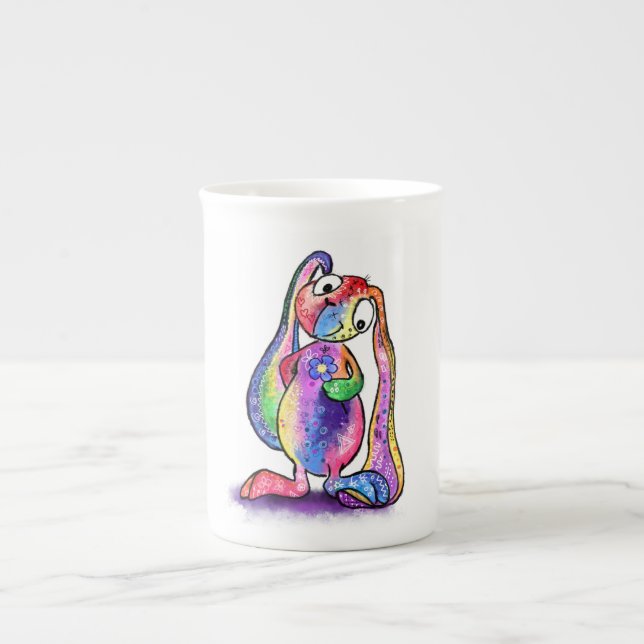 Colourful Bunny with Flower Mug (Front)
