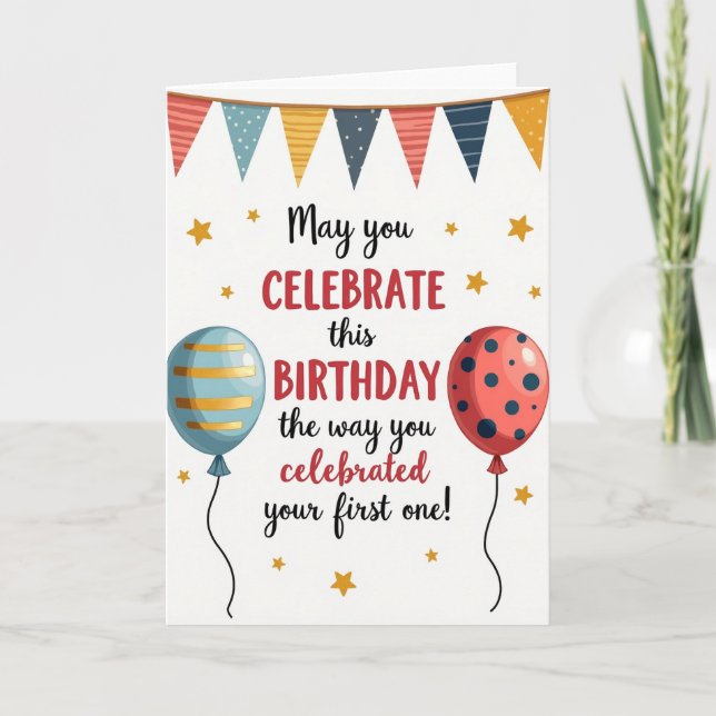 Colourful Bunting Birthday Card (Front)
