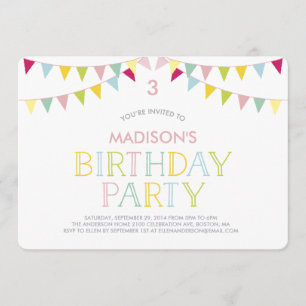 Colourful Bunting Birthday Invitation