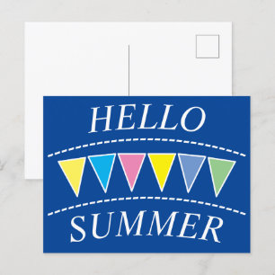 Colourful Bunting Hello Sumer Postcard