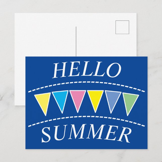 Colourful Bunting Hello Sumer Postcard (Front/Back)