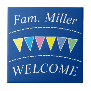 Colourful Bunting Welcome Tile
