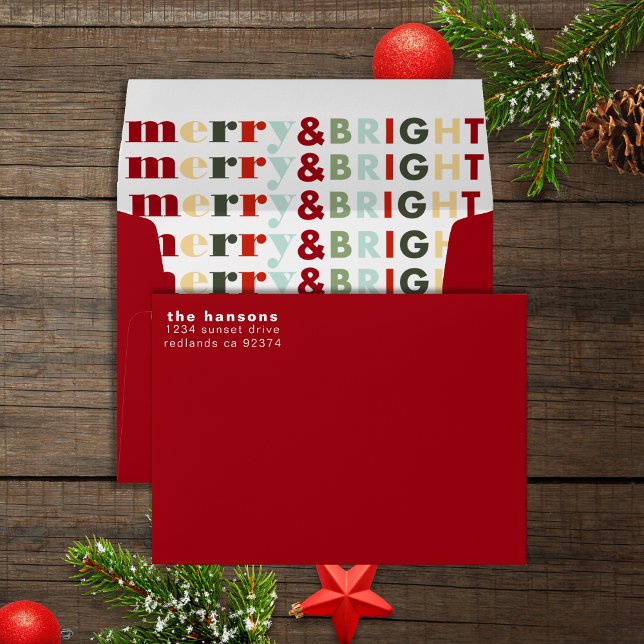 Colourful Burgundy Merry & Bright Christmas Envelope (Creator Uploaded)