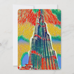 Colourful Burj Khalifa colourful painting Invitation