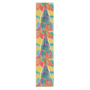 Colourful Burj Khalifa colourful painting Short Table Runner