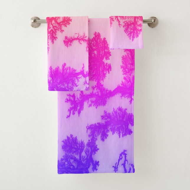 Colourful Burned Wood Tree Design Bath Towel Set (Insitu)