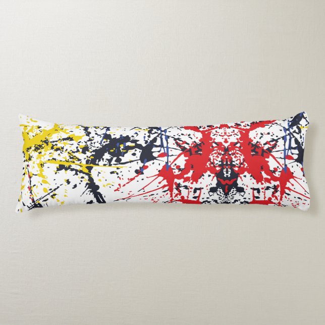 Colourful Burst: A Play of Random Splashes Body Cushion (Front)