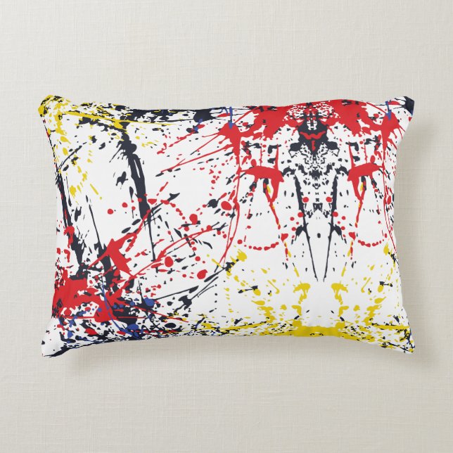 Colourful Burst: A Play of Random Splashes Decorative Cushion (Front)