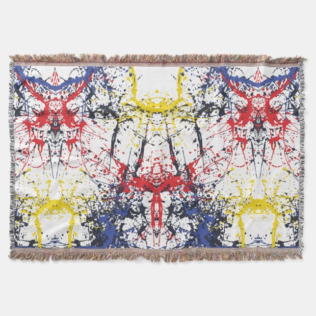 Colourful Burst: A Play of Random Splashes Throw Blanket (Front)