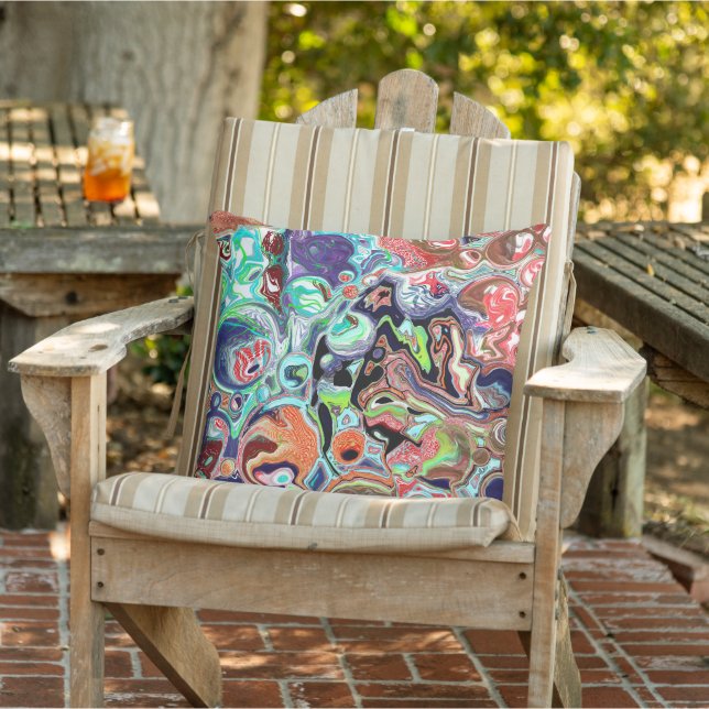 Colourful Burst of Fluid Art   Cushion (Chair)