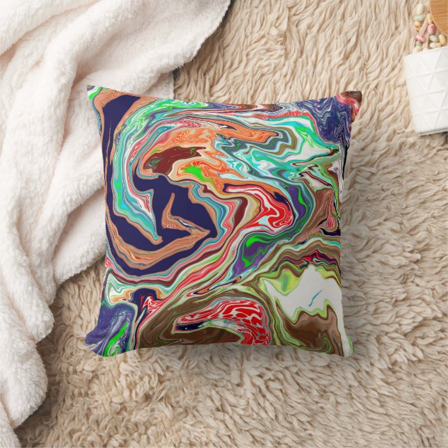 Colourful Burst of Marble Fluid Art     Cushion (Blanket)