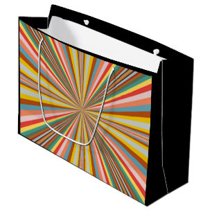 Colourful Burst Of Retro Stripes  Large Gift Bag