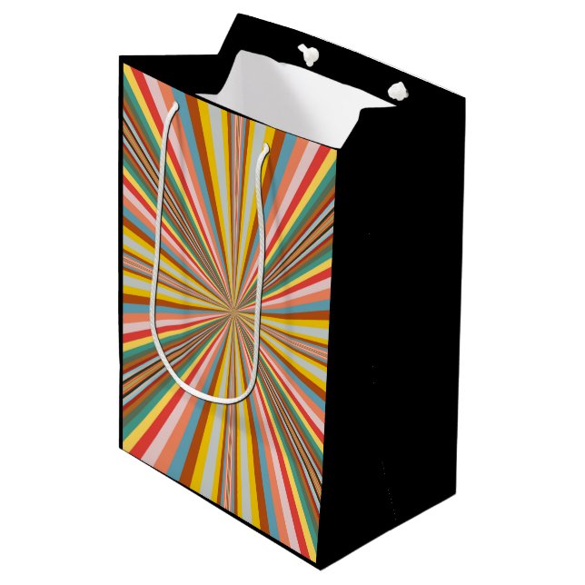 Colourful Burst Of Retro Stripes  Medium Gift Bag (Front Angled)