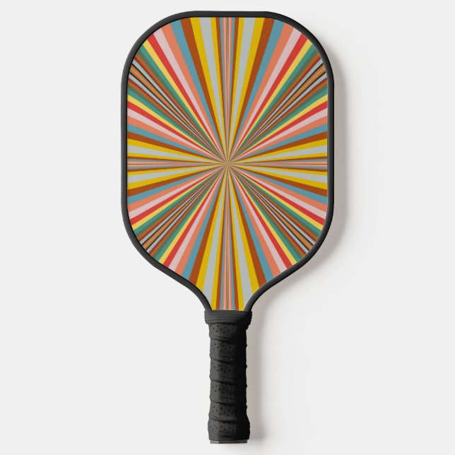 Colourful Burst Of Retro Stripes Pickleball Paddle (Front)
