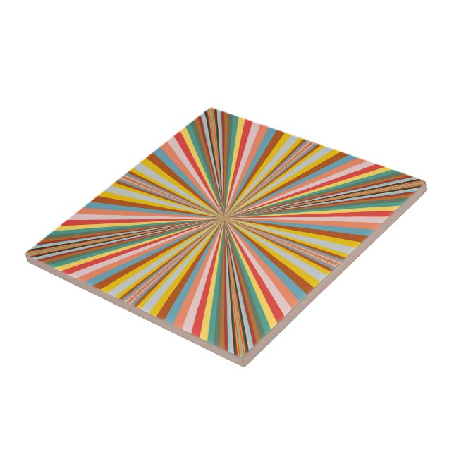 Colourful Burst Of Retro Stripes  Tile (Side)
