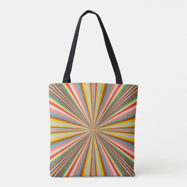 Colourful Burst Of Retro Stripes  Tote Bag (Back)