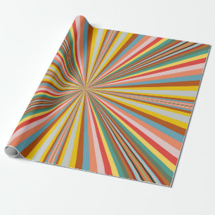 Colourful Burst Of Retro Stripes Wrapping Paper