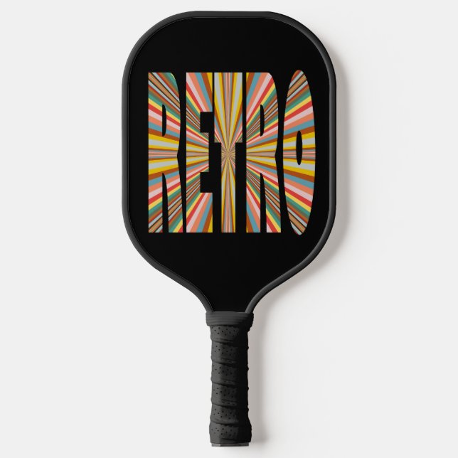 Colourful Burst Of Retro Word Stripes Pickleball Paddle (Front)