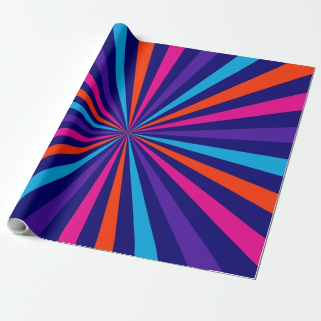 Colourful Burst Spinning Wheel Design Wrapping Paper (Unrolled)