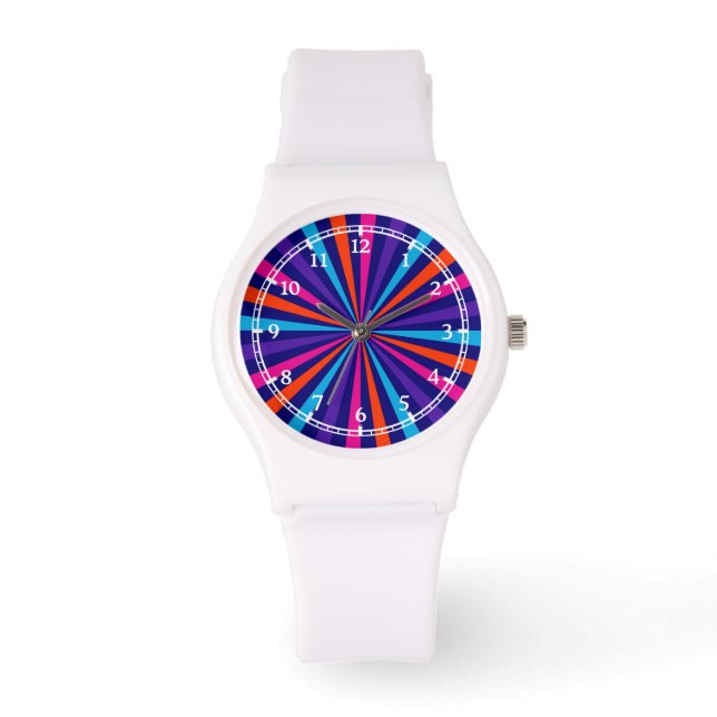 Colourful Burst Spinning Wheel Dial Design Watch (Front)