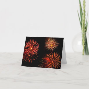 Colourful bursts of fireworks trio against black s thank you card
