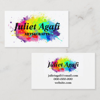 Colourful business card with coloured blots