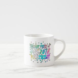 colourful but first my 70th birthday stripes text espresso cup