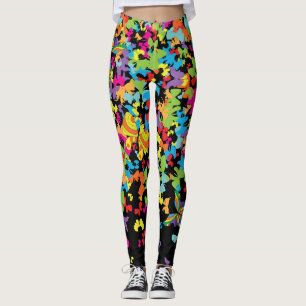 Colourful butterflies 01.bw Black BG Leggings