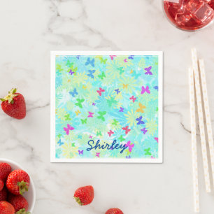 Colourful Butterflies and Daisies by Shirley Napkin