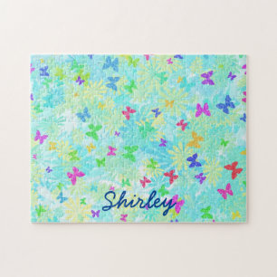 Colourful Butterflies and Daisies by Shirley Taylo Jigsaw Puzzle