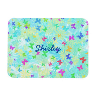 Colourful Butterflies and Daisies by Shirley Taylo Magnet