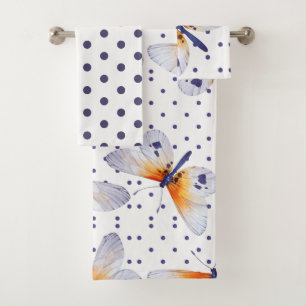 Colourful Butterflies And Dots Bath Towel Set