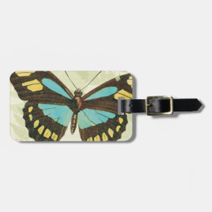 Colourful Butterflies and Fern Leaves Luggage Tag