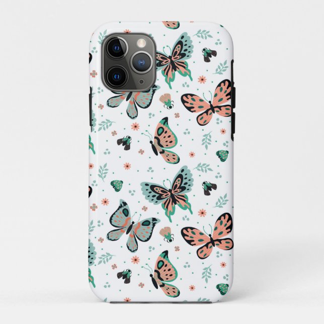 Colourful butterflies and flowers pattern Case-Mate iPhone case (Back)