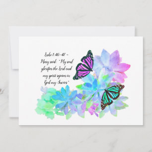 Colourful Butterflies and Succulents Glorify God Thank You Card
