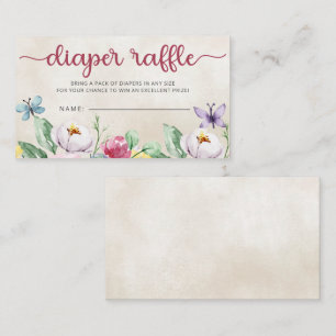 Colourful Butterflies Baby Shower Diaper Raffle Enclosure Card