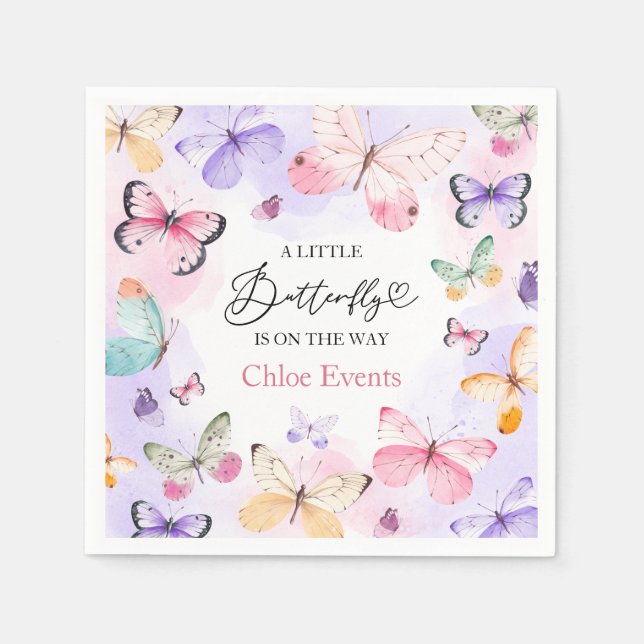 Colourful Butterflies Baby Shower Napkin (Front)
