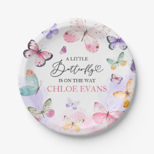 Colourful Butterflies Baby Shower Paper Plate
