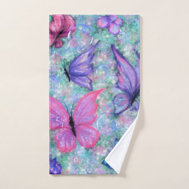 Colourful Butterflies Bath Towel Set (Hand Towel)