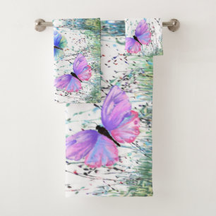 Colourful Butterflies Bath Towel Set
