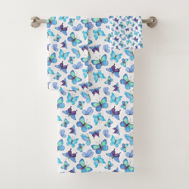 Colourful Butterflies Bath Towel Set (Insitu)